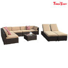 Sistema seccional del sofá del patio al aire libre de mimbre de Brown, sillón beige de Seat de los muebles modernos del patio