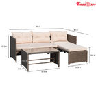 3 Pieces Rattan Sectional Outdoor Lounge Sofa Sets Clearance UV Resistant