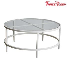Mesa de centro al aire libre al aire libre comercial del metal blanco de los muebles del jardín/pequeña tabla del lado del patio