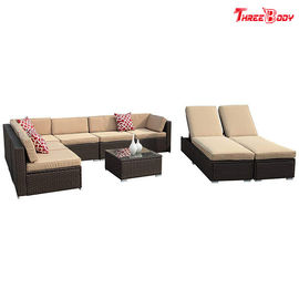 China Sistema seccional del sofá del patio al aire libre de mimbre de Brown, sillón beige de Seat de los muebles modernos del patio fábrica
