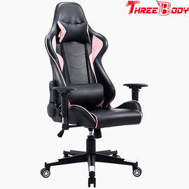 China Silla negra y rosada arriba trasera del juego, eslabones giratorios 360 grados de la PU del cuero de silla de la oficina fábrica