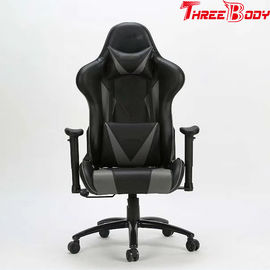 Alta silla grande y alta ergonómica trasera de la silla del juego, negra y gris del juego