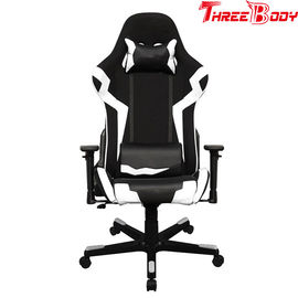 Eslabón giratorio ajustable trasero de la altura de la silla del juego del alto que compite con ergonómico blanco y negro