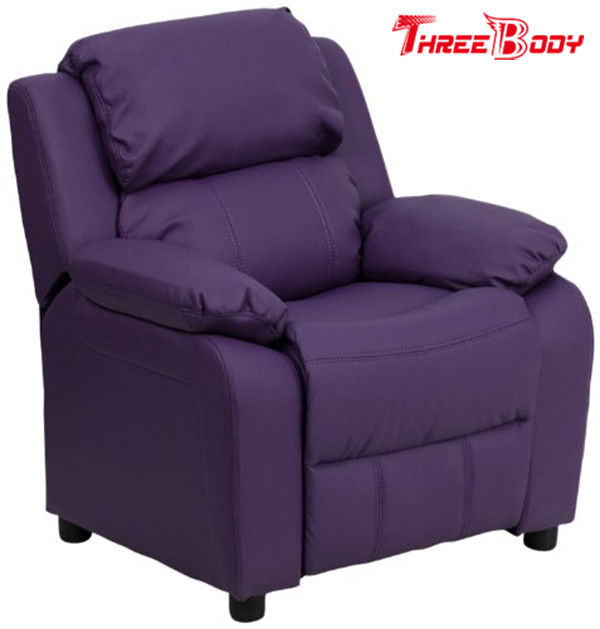 Silla del Recliner de los niños cómodos, silla púrpura del Recliner del niño del vinilo con los brazos del almacenamiento