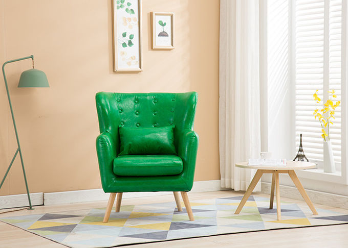 Sofá de la esquina de la tela de las piernas de madera sólida, un sofá de la tela del verde de Seater para el hotel
