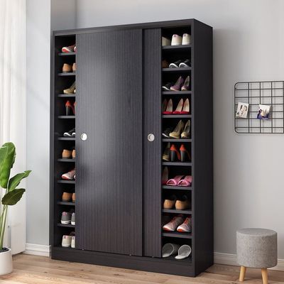 Simple Moderno de múltiples capas de gran capacidad Puerta del hogar Puerta corredera de madera Entrada Estante de almacenamiento Armario de zapatos