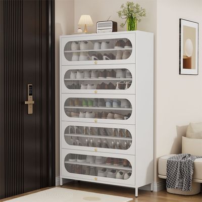 Cabinet de almacenamiento de calzado de acero de múltiples capas de gran capacidad a prueba de polvo para la entrada del hogar, la puerta exterior del hogar, el pasillo del ascensor